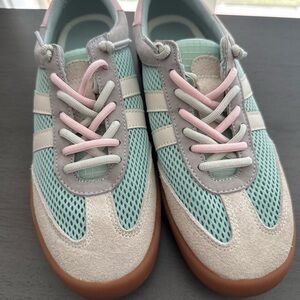 Steve Madden Mint Green Pink White Suede Mesh Sneakers
